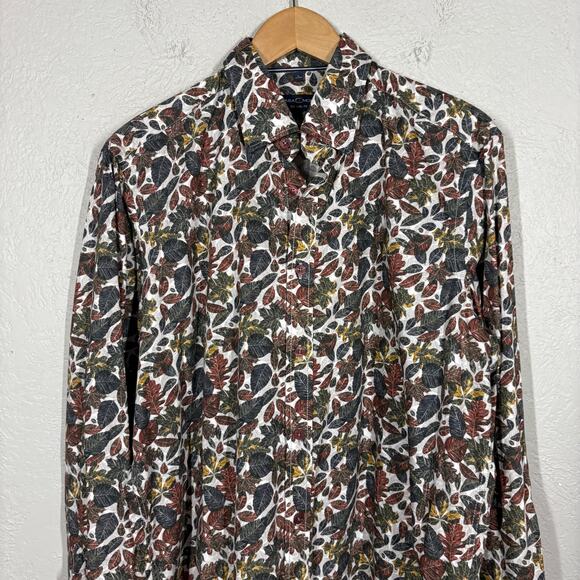 Casa Moda Long Sleeve Button Down Shirt Fall Leaf Print Casual - L - Picture 2 of 5